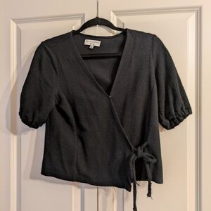 Madewell Texture & Thread Puff Sleeve Wrap Top Size S